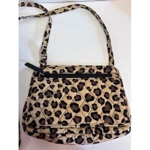 Vera Bradley Leopard PrintCrossbody Bag Small Tan Brown Zip Top Adjustable Strap